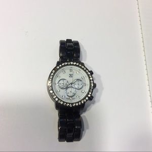 Charming Charlie pewter dark gray diamond watch